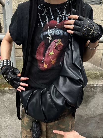 Punk Grailz Rolling Tongue Graphic Distressed Cut-Off Tee - image 2 of 3