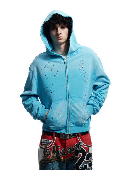 Rhinestone Washed Distressed Sweatshirt - image 3 of 8