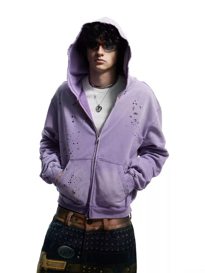 Rhinestone Washed Distressed Sweatshirt - image 4 of 8