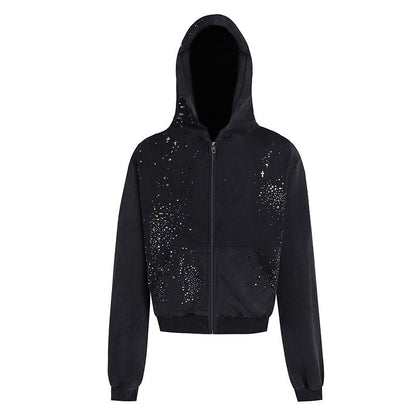 Rhinestone Washed Distressed Sweatshirt - image 6 of 8