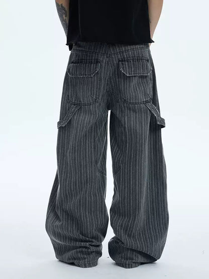 Striped Patchwork Distressed Carpenter Pants - image 3 of 6