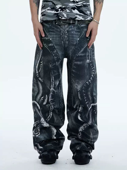 VENOM Alien Pipeline Waxed Print Pants - image 1 of 3